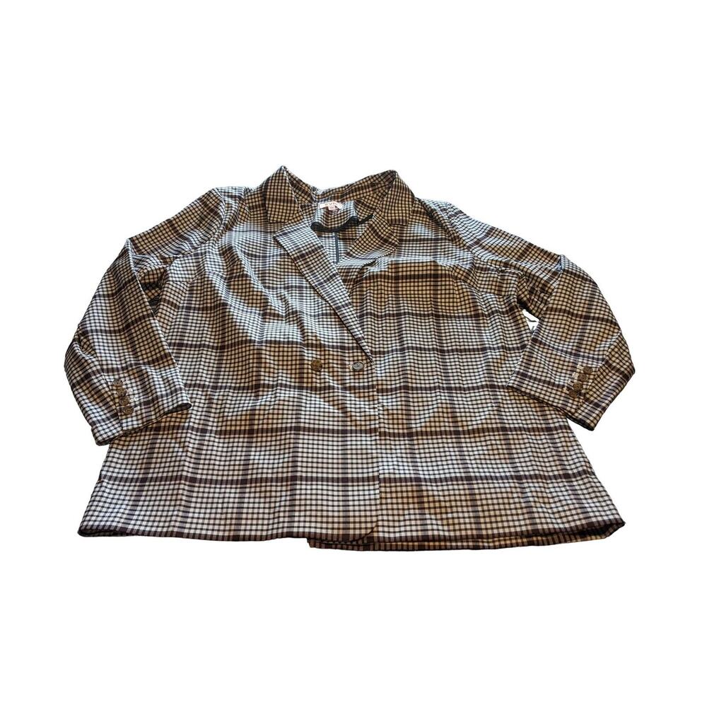 NEW Evri 2X Double Breasted Plaid Blazer Stretchy Boyfriend Cut Preppy Clueless